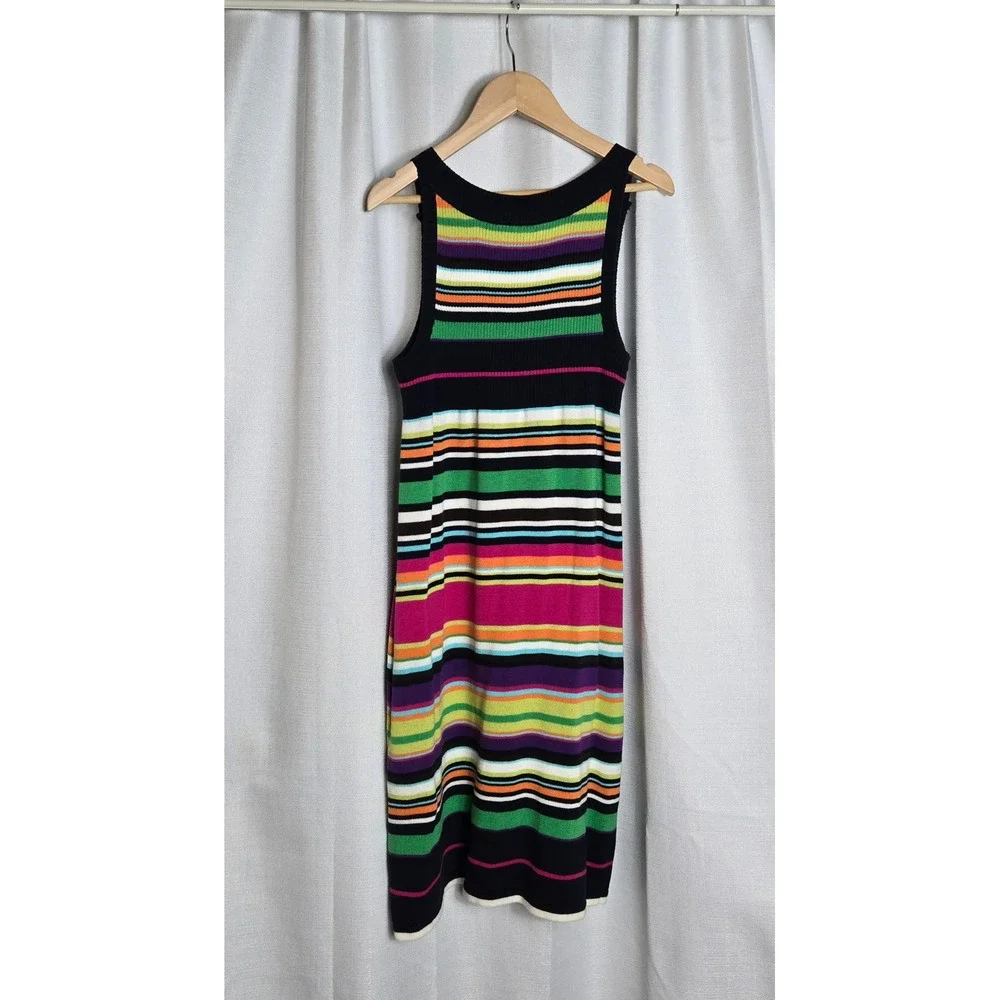 New Gap Kids‎ Preppy Girls Striped Tank Dress XXL 14-16 Black Rainbow Knit NWT